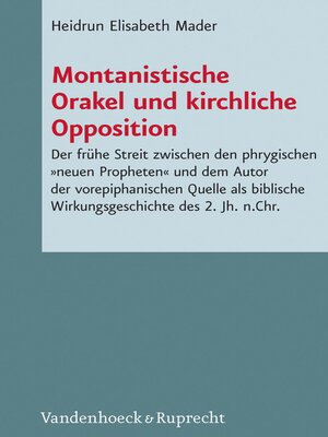 cover image of Montanistische Orakel und kirchliche Opposition